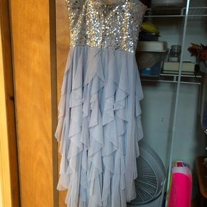 Hi-Lo bluish grey formal dress size 3/4